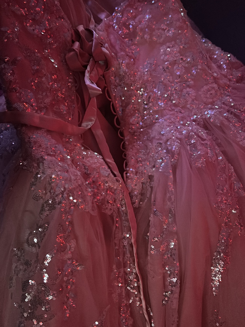 Elegant Pink and sliver prom dress